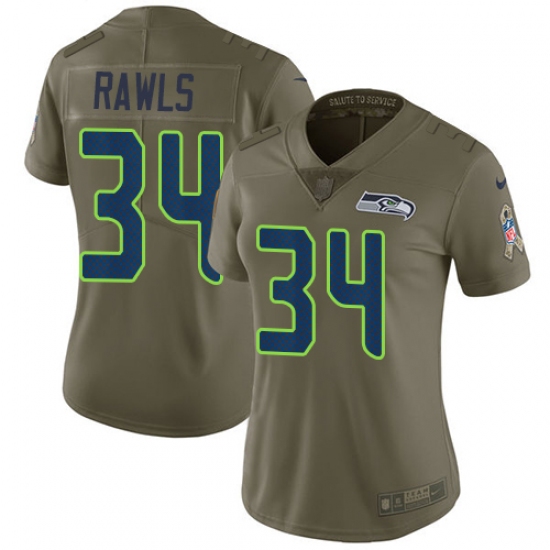 Women's Nike Seattle Seahawks #34 Thomas Rawls Limited Olive 2017 Salute to Service NFL Jersey - Ujersey
