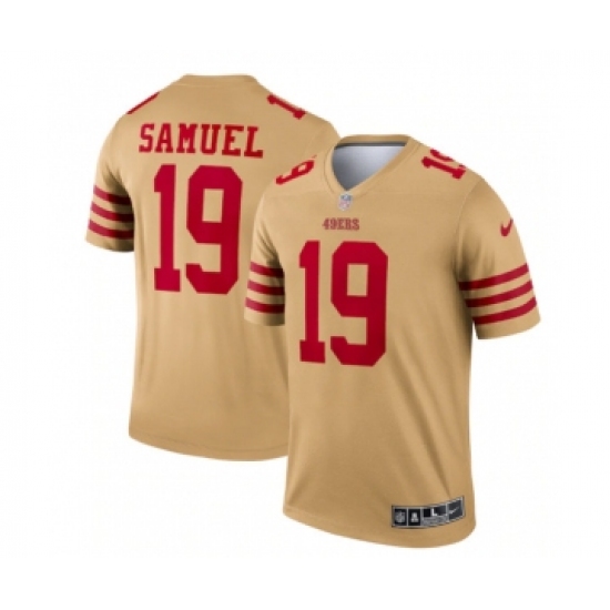 Men's San Francisco 49ers #19 Deebo Samuel 2022 New Gold Inverted Legend Stitched Football Jersey - Ujersey