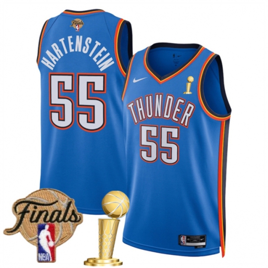 Men's Oklahoma City Thunder #55 Isaiah Hartenstein Blue 2025 Finals And Finals Champions Icon Edition Stitched Basketball Jersey - Ujersey