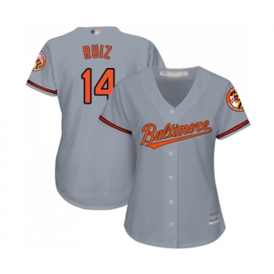 Women's Baltimore Orioles #14 Rio Ruiz Replica Grey Road Cool Base Baseball Jersey - Ujersey