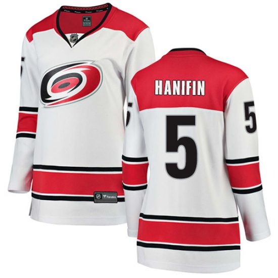 Women's Carolina Hurricanes #5 Noah Hanifin Authentic White Away Fanatics Branded Breakaway NHL Jersey - Ujersey