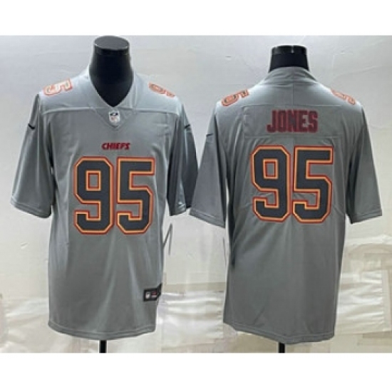 Men's Kansas City Chiefs #95 Chris Jones Gray Atmosphere Fashion Stitched Jersey - Ujersey