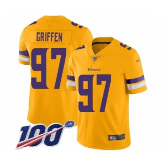 Youth Minnesota Vikings #97 Everson Griffen Limited Gold Inverted Legend 100th Season Football Jersey - Ujersey