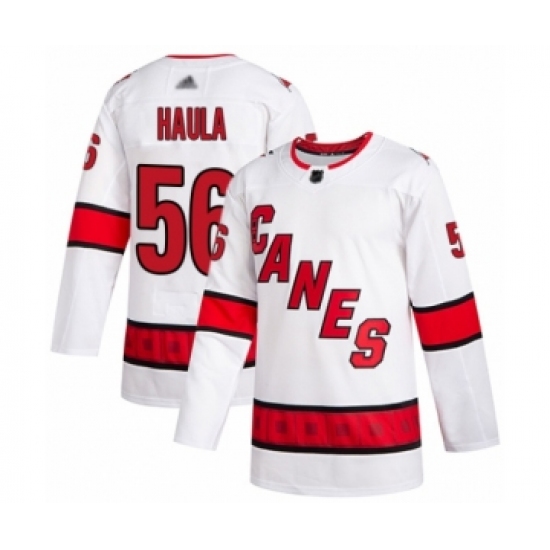 Youth Carolina Hurricanes #56 Erik Haula Authentic White Away Hockey Jersey - Ujersey