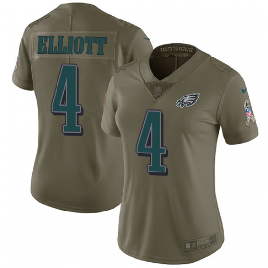 Women's Nike Philadelphia Eagles #4 Jake Elliott Limited Olive 2017 Salute to Service NFL Jersey