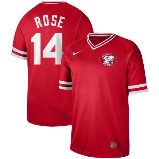 Men's Nike Cincinnati Reds #14 Pete Rose Nike Cooperstown Collection Legend V-Neck Jersey Red - Ujersey