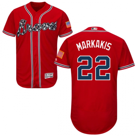 Men's Majestic Atlanta Braves #22 Nick Markakis Red Alternate Flex Base Authentic Collection MLB Jersey - Ujersey