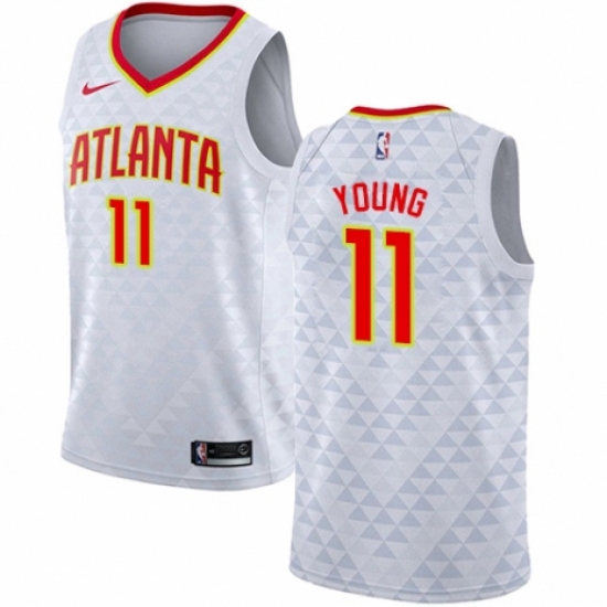 Men's Nike Atlanta Hawks #11 Trae Young Authentic White NBA Jersey - Association Edition - Ujersey