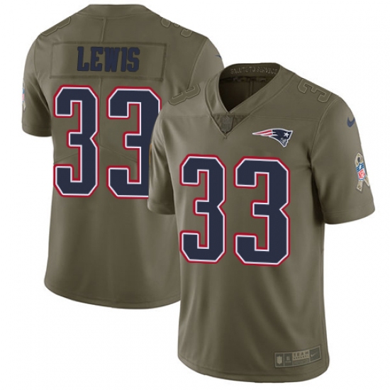 Men's Nike New England Patriots #33 Dion Lewis Limited Olive 2017 Salute to Service NFL Jersey - Ujersey