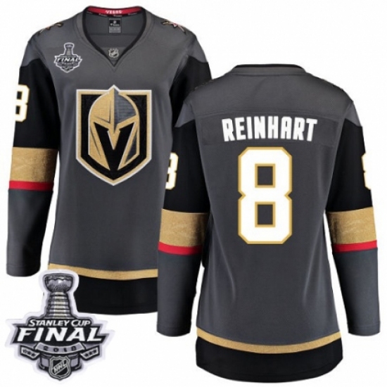 Women's Vegas Golden Knights #8 Griffin Reinhart Authentic Black Home Fanatics Branded Breakaway 2018 Stanley Cup Final NHL Jersey - Ujersey