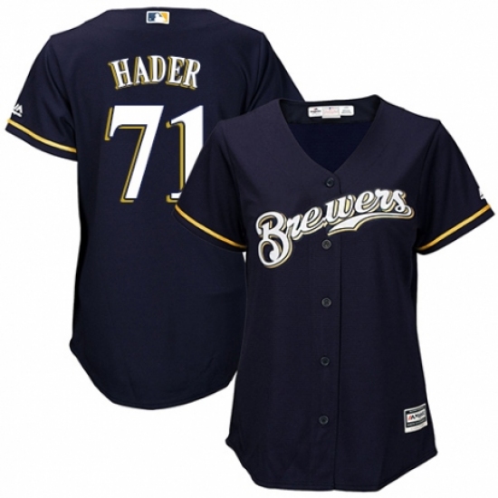 Women's Majestic Milwaukee Brewers #71 Josh Hader Replica White Alternate Cool Base MLB Jersey - Ujersey