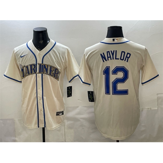 Men's Seattle Mariners #12 Josh Naylor Cream Alternate Stitched Baseball Jersey