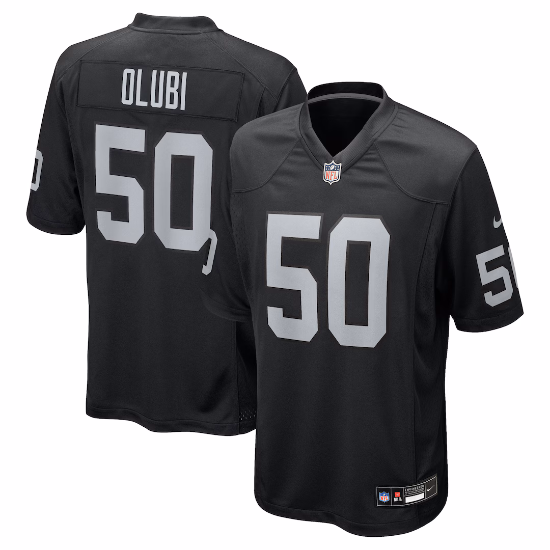 Men's Las Vegas Raiders Segun Olubi Nike Black Team Game Jersey - Ujersey