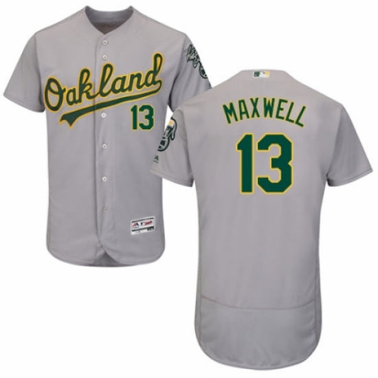 Men's Majestic Oakland Athletics #13 Bruce Maxwell Grey Road Flex Base Authentic Collection MLB Jersey - Ujersey
