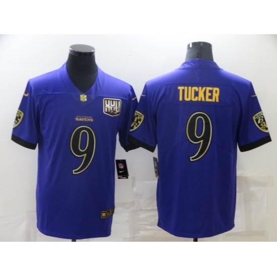 Men's Baltimore Ravens #9 Justin Tucker Purple Gold Limited Jersey - Ujersey