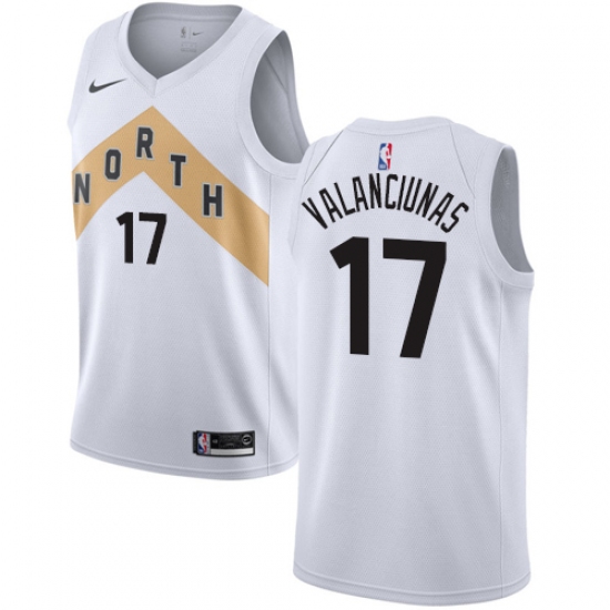 Women's Nike Toronto Raptors #17 Jonas Valanciunas Swingman White NBA Jersey - City Edition - Ujersey