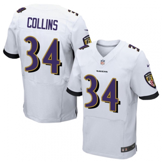 Men's Nike Baltimore Ravens #34 Alex Collins Elite White NFL Jersey - Ujersey