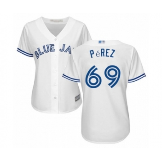 Women's Toronto Blue Jays #69 Hector Perez Authentic White Home Baseball Player Jersey - Ujersey