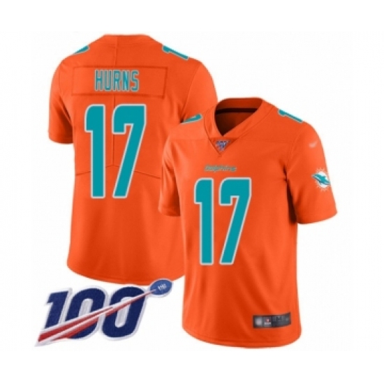 Youth Miami Dolphins #17 Allen Hurns Limited Orange Inverted Legend 100th Season Football Jersey - Ujersey
