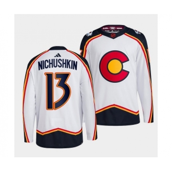 Men's Colorado Avalanche #13 Valeri Nichushkin White 2022-23 Reverse Retro Stitched Jersey - Ujersey