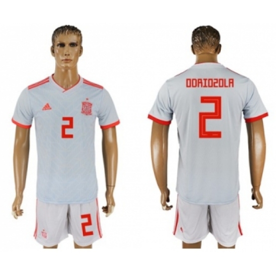 Spain #2 Odriozola Away Soccer Country Jersey