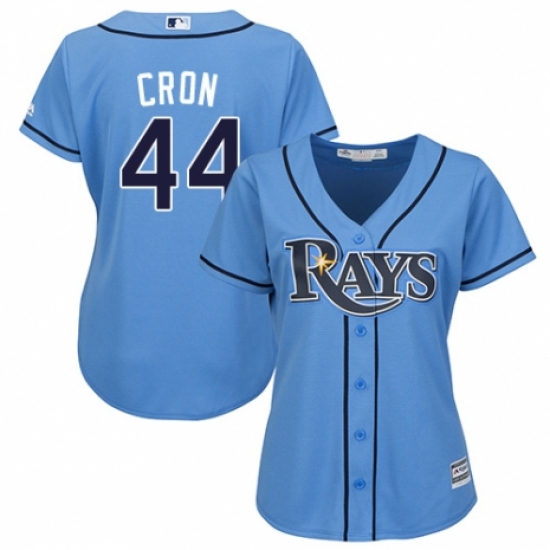 Women's Majestic Tampa Bay Rays #44 C. J. Cron Authentic Light Blue Alternate 2 Cool Base MLB Jersey - Ujersey