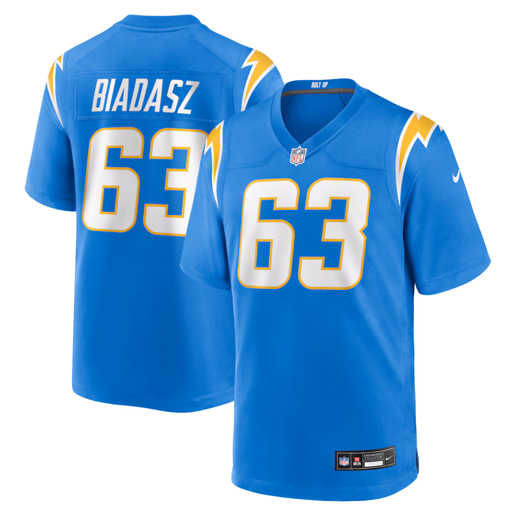 Men's Los Angeles Chargers Tyler Biadasz Nike Powder Blue Team Game Jersey - Ujersey Shop