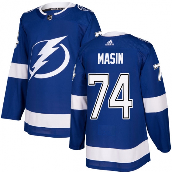 Men's Adidas Tampa Bay Lightning #74 Dominik Masin Authentic Royal Blue Home NHL Jersey - Ujersey