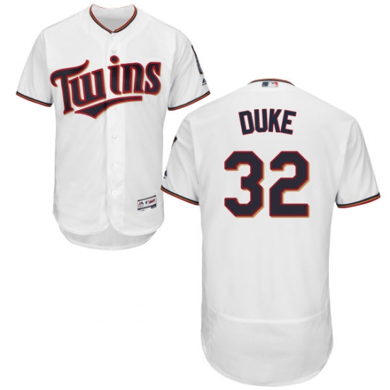 Men's Majestic Minnesota Twins #32 Zach Duke White Home Flex Base Authentic Collection MLB Jersey - Ujersey