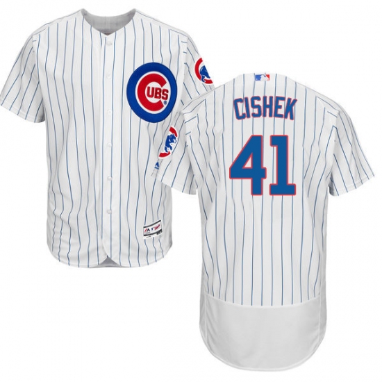 Men's Majestic Chicago Cubs #41 Steve Cishek White Home Flex Base Authentic Collection MLB Jersey - Ujersey