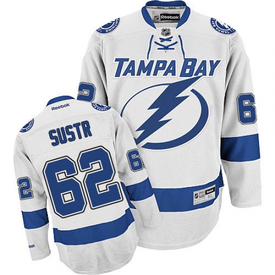 Youth Reebok Tampa Bay Lightning #62 Andrej Sustr Authentic White Away NHL Jersey - Ujersey