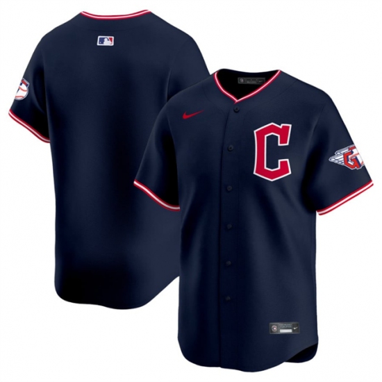 Men's Cleveland Guardians Blank Navy 2025 Alternate Limited Stitched Baseball Jersey - Ujersey