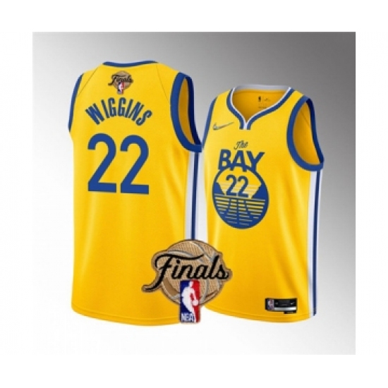 Men's Golden State Warriors #22 Andrew Wiggins 2022 Yellow NBA Finals Stitched Jersey