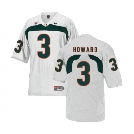 Miami Hurricanes 3 Tracy Howard White College Football Jersey - Ujersey