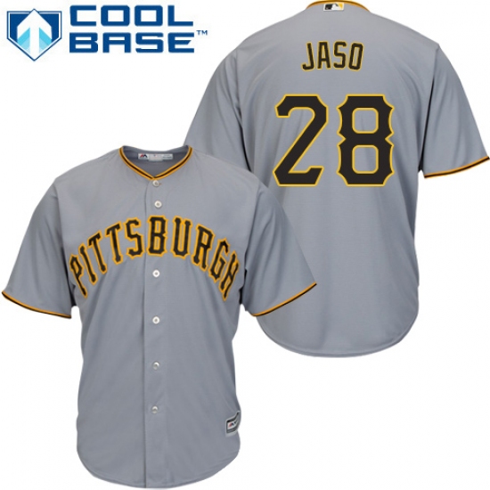 Men's Majestic Pittsburgh Pirates #28 John Jaso Replica Grey Road Cool Base MLB Jersey - Ujersey