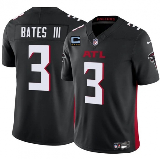 Men's Atlanta Falcons #3 Jesse Bates III Black 2025 F.U.S.E With 4-Star C Vapor Untouchable Limited Football Stitched Jersey - Ujersey