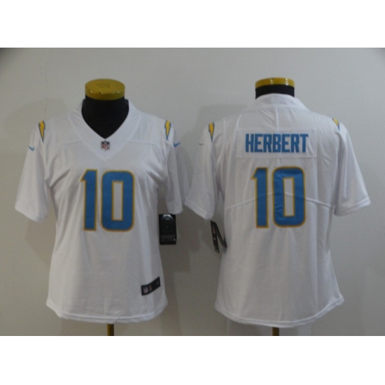 Women's Los Angeles Chargers #10 Justin Herbert White 2020 NFL Draft Vapor Limited Jersey - Ujersey