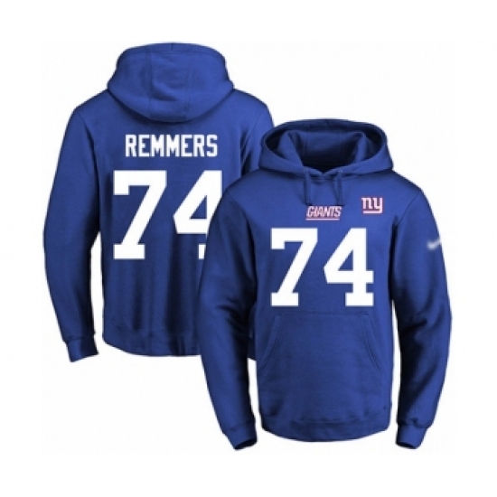 Football Men's New York Giants #74 Mike Remmers Royal Blue Name & Number Pullover Hoodie - Ujersey