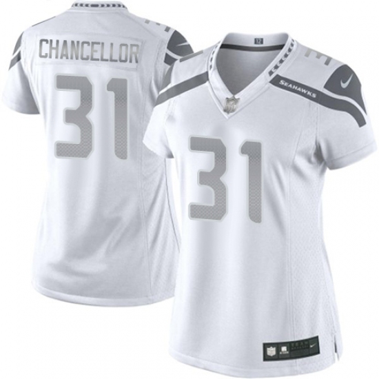 Women's Nike Seattle Seahawks #31 Kam Chancellor Limited White Platinum NFL Jersey - Ujersey