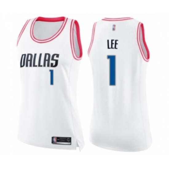 Women's Dallas Mavericks #1 Courtney Lee Swingman White Pink Fashion Basketball Jersey - Ujersey