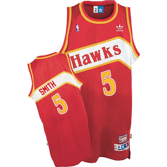 Men's Adidas Atlanta Hawks #5 Josh Smith Authentic Red Throwback NBA Jersey - Ujersey