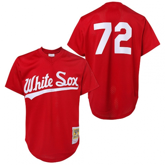 Men's Mitchell and Ness 1990 Chicago White Sox #72 Carlton Fisk Authentic Red Throwback MLB Jersey - Ujersey