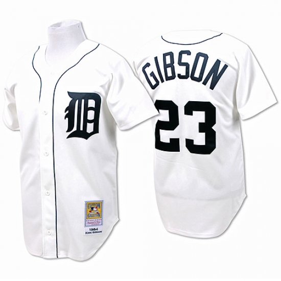 Men's Mitchell and Ness Detroit Tigers #23 Kirk Gibson Replica White Throwback MLB Jersey - Ujersey