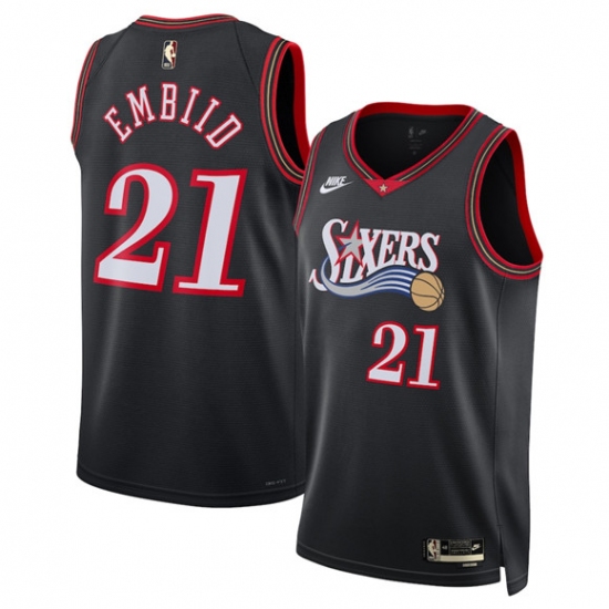Men's Philadelphia 76ers #21 Joel Embiid Black 2025 Classic Edition Stitched Jersey - Ujersey