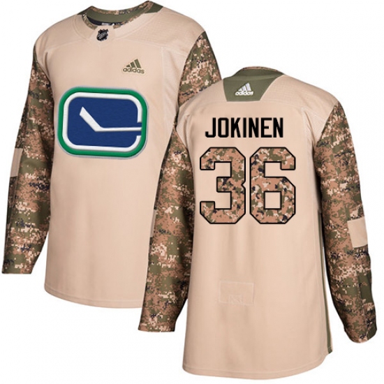 Youth Adidas Vancouver Canucks #36 Jussi Jokinen Authentic Camo Veterans Day Practice NHL Jersey - Ujersey