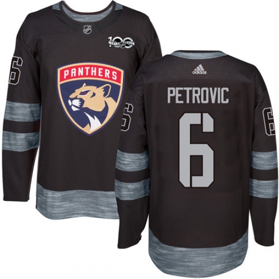 Men's Adidas Florida Panthers #6 Alex Petrovic Authentic Black 1917-2017 100th Anniversary NHL Jersey - Ujersey