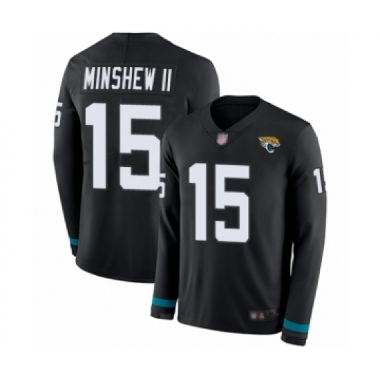 Men's Jacksonville Jaguars #15 Gardner Minshew II Limited Black Therma Long Sleeve Football Jersey - Ujersey