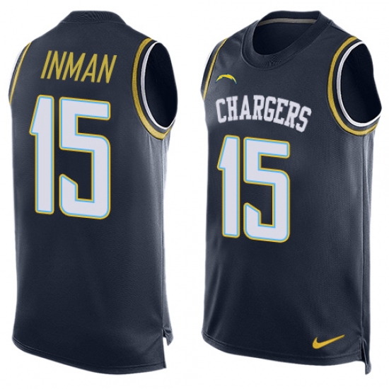 Men's Nike Los Angeles Chargers #15 Dontrelle Inman Limited Navy Blue Player Name & Number Tank Top NFL Jersey - Ujersey