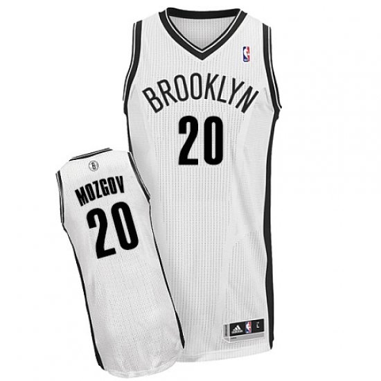 Men's Adidas Brooklyn Nets #20 Timofey Mozgov Authentic White Home NBA Jersey - Ujersey
