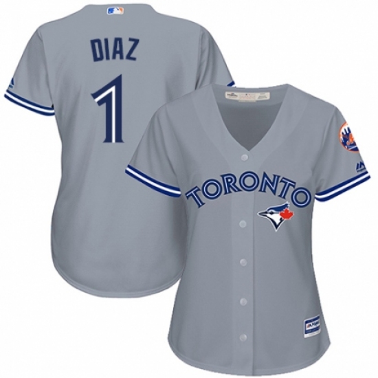 Women's Majestic Toronto Blue Jays #1 Aledmys Diaz Replica Grey Road MLB Jersey - Ujersey